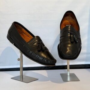 VaDante Men’s 11 Black Leather Tassel Loafers Handcrafted in Italy Dress Shoes